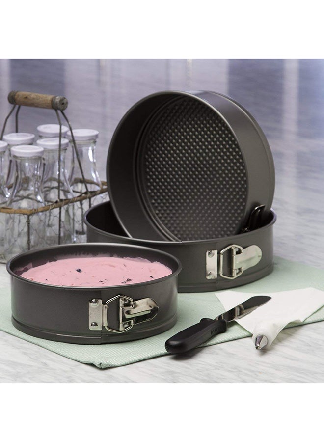 3-Piece Non-Stick Round Cake Mould Set Dark Grey 3.28x7cm - Image 1
